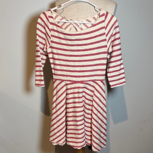 Free People Striped Dress - Red and Cream open back has  pockets - Picture 1 of 5